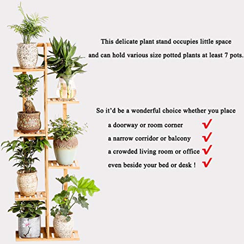 Bamboo 6 Tier 7 Potted Plant Stand Rack Multiple Flower Pot Holder...