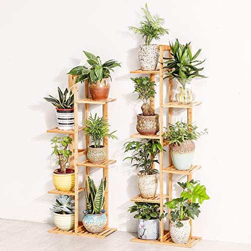 Bamboo 6 Tier 7 Potted Plant Stand Rack Multiple Flower Pot Holder...