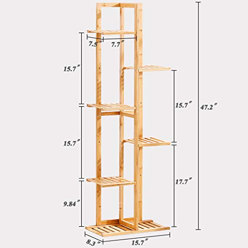 Bamboo 6 Tier 7 Potted Plant Stand Rack Multiple Flower Pot Holder...