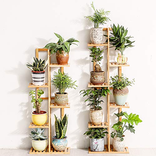 Bamboo 6 Tier 7 Potted Plant Stand Rack Multiple Flower Pot Holder...