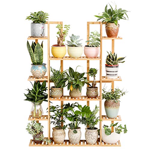 Bamboo 9 Tier 17 Potted Plant Stand Rack Multiple Flower Pot Holde...