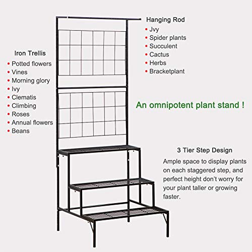 Metal 3-Tier Hanging Plant Stand Planter Shelves Flower Pot Organi...