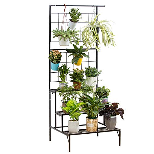 Metal 3-Tier Hanging Plant Stand Planter Shelves Flower Pot Organi...