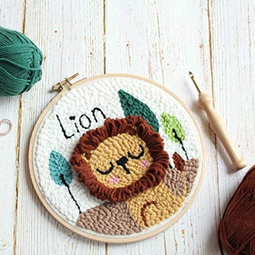 Magic Embroidery Pen Punch Needle Set with Wooden Handle, Natural ...