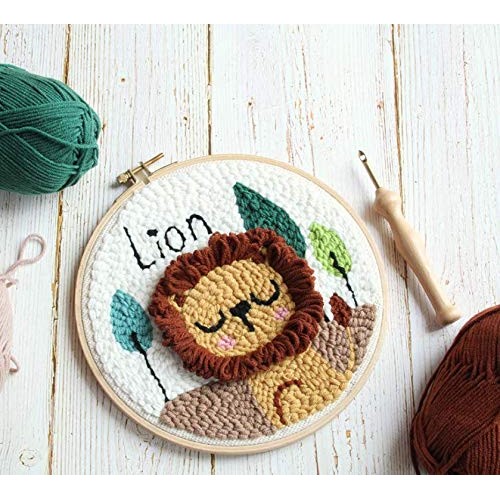 Magic Embroidery Pen Punch Needle Set with Wooden Handle, Natural ...