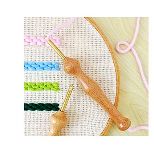 Magic Embroidery Pen Punch Needle Set with Wooden Handle, Natural ...