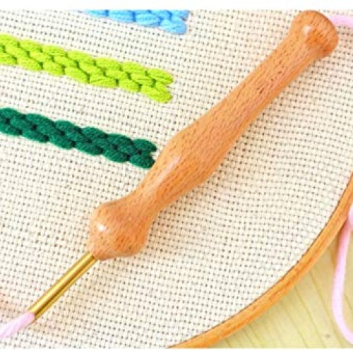 Magic Embroidery Pen Punch Needle Set with Wooden Handle, Natural ...