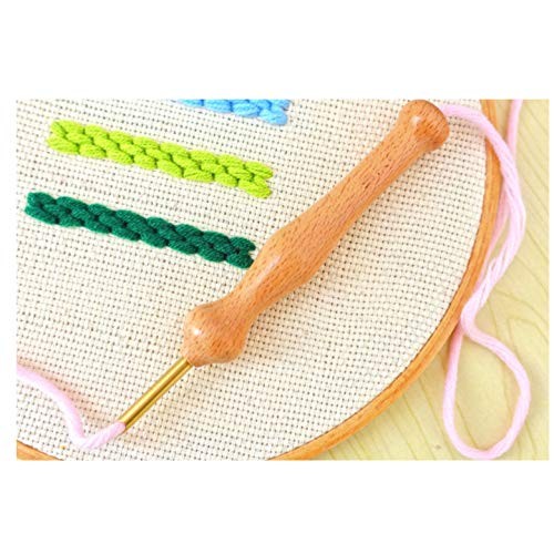 Magic Embroidery Pen Punch Needle Set with Wooden Handle, Natural ...