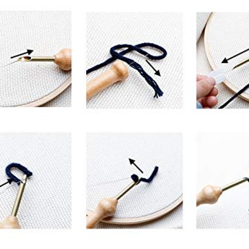 Magic Embroidery Pen Punch Needle Set with Wooden Handle, Natural ...