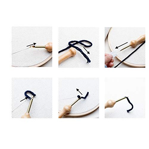Magic Embroidery Pen Punch Needle Set with Wooden Handle, Natural ...