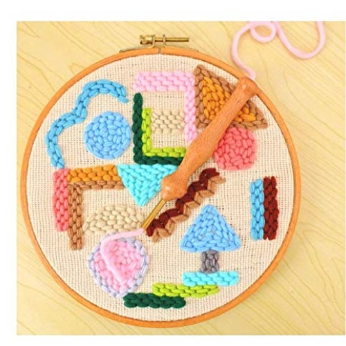 Magic Embroidery Pen Punch Needle Set with Wooden Handle, Natural ...