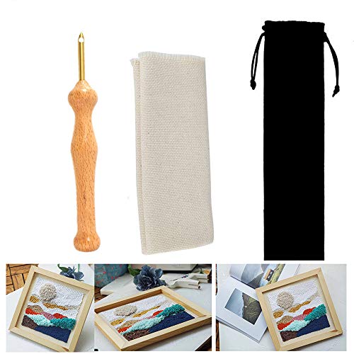 Magic Embroidery Pen Punch Needle Set with Wooden Handle, Natural ...