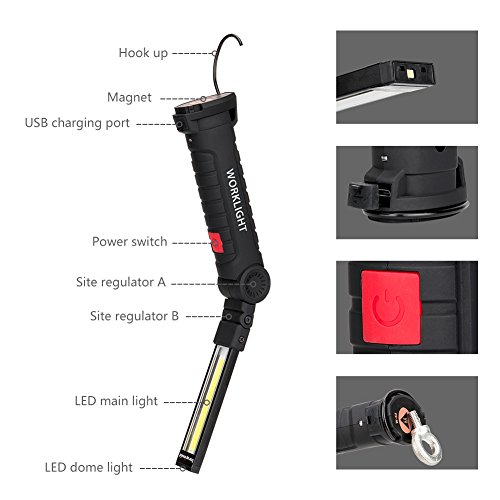 LED Work Light, Coquimbo COB Rechargeable Work Lights with Magneti...