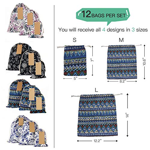 Corciosy Reusable Drawstring Gift Bags,Fabric Packing Storage Burl...