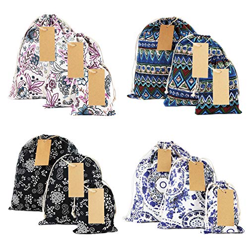 Corciosy Reusable Drawstring Gift Bags,Fabric Packing Storage Burl...