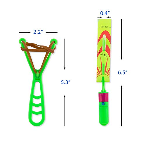 Rocket Slingshot Copters with LED Lights - 6 Pcs Copters 3 Pcs Roc...