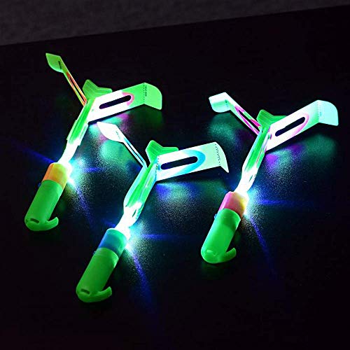 Rocket Slingshot Copters with LED Lights - 6 Pcs Copters 3 Pcs Roc...
