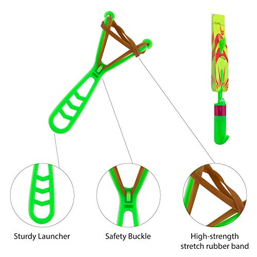 Rocket Slingshot Copters with LED Lights - 6 Pcs Copters 3 Pcs Roc...