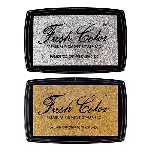 Best Stamp Non-Toxic Fresh Color Metallic Pigment Stamp Ink Pad, G...