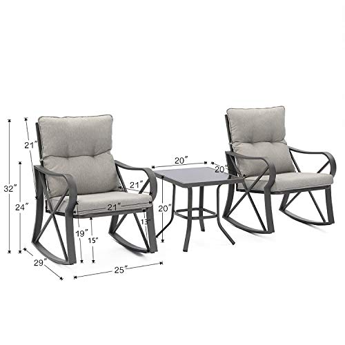COSIEST 3 Piece Bistro Set Patio Rocking Chairs Outdoor Furniture ...