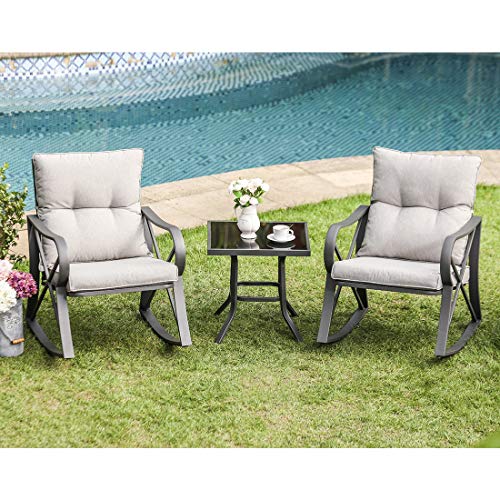 COSIEST 3 Piece Bistro Set Patio Rocking Chairs Outdoor Furniture ...
