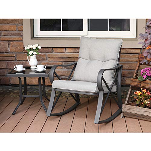COSIEST 3 Piece Bistro Set Patio Rocking Chairs Outdoor Furniture ...