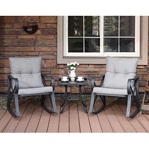 COSIEST 3 Piece Bistro Set Patio Rocking Chairs Outdoor Furniture ...