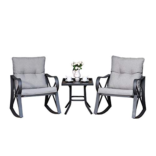 COSIEST 3 Piece Bistro Set Patio Rocking Chairs Outdoor Furniture ...