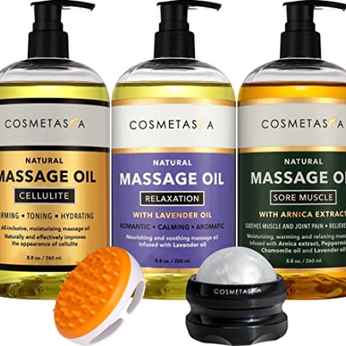 Cellulite, Sore Muscle & Lavender Relaxation Massage Oils with Rol...