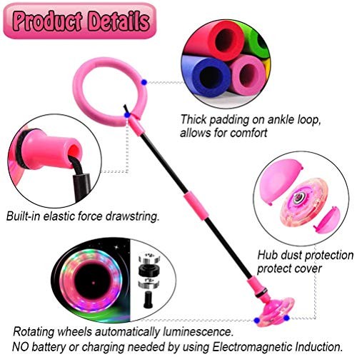 Foldable Ankle Skip Ball Colorful Light Flashing Jumping Ring, Fit...