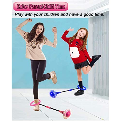 Foldable Ankle Skip Ball Colorful Light Flashing Jumping Ring, Fit...