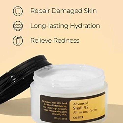 COSRX Snail Mucin 92% Repair Cream 3.52 oz, Daily Face Gel Moistur...