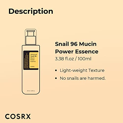 COSRX Snail Mucin 96% Power Repairing Essence 3.38 fl.oz, 100ml, H...