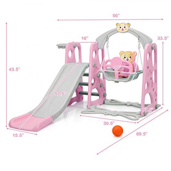 Costzon 4 in 1 Toddler Climber and Swing Set, Kids Play Climber Sl...