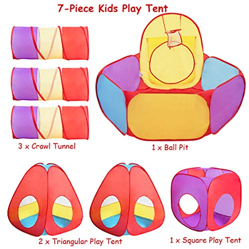Costzon 7pc Kids Play Tent, Ball Pit & Tunnels, Gift for Toddler B...