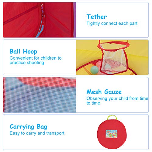 Costzon 7pc Kids Play Tent, Ball Pit & Tunnels, Gift for Toddler B...