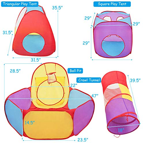 Costzon 7pc Kids Play Tent, Ball Pit & Tunnels, Gift for Toddler B...