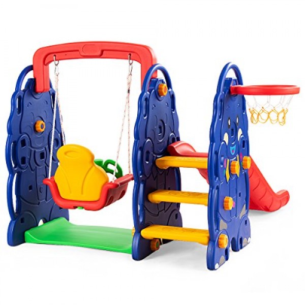 Costzon Toddler Climber and Swing Set, 4 in 1 Climber Slide Playse...