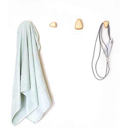 Cosymple Pebble Wood Wall Hooks, Coat Hooks for Wall Mounted, Mode...
