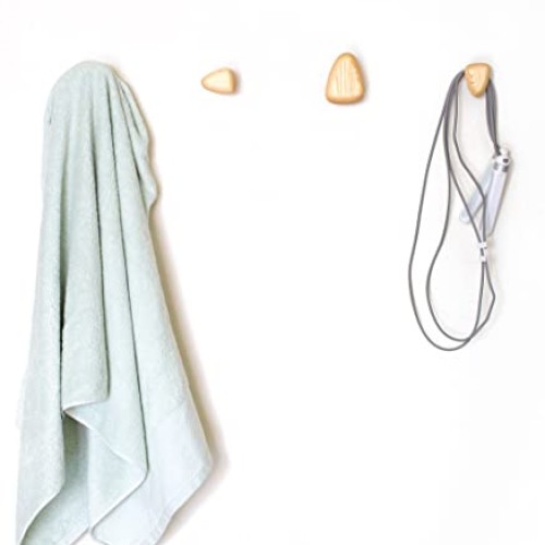 Cosymple Pebble Wood Wall Hooks, Coat Hooks for Wall Mounted, Mode...
