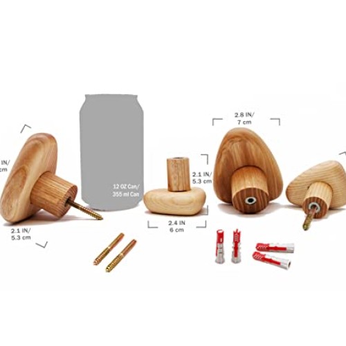 Cosymple Pebble Wood Wall Hooks, Coat Hooks for Wall Mounted, Mode...
