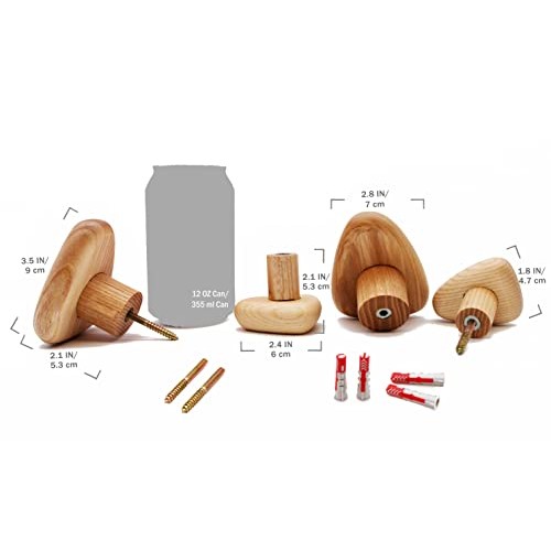 Cosymple Pebble Wood Wall Hooks, Coat Hooks for Wall Mounted, Mode...