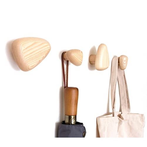 Cosymple Pebble Wood Wall Hooks, Coat Hooks for Wall Mounted, Mode...