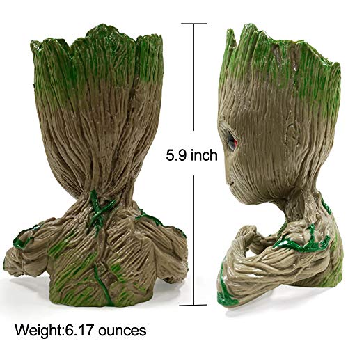 Flower Pot Tree Man Heart-Shaped Pens Holder with Drainage Hole Pl...