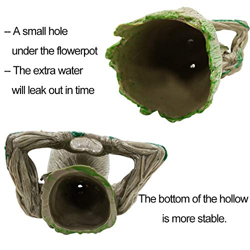 Flower Pot Tree Man Heart-Shaped Pens Holder with Drainage Hole Pl...