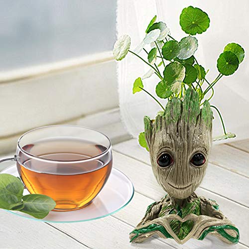 Flower Pot Tree Man Heart-Shaped Pens Holder with Drainage Hole Pl...