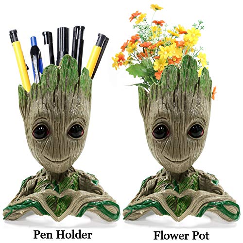 Flower Pot Tree Man Heart-Shaped Pens Holder with Drainage Hole Pl...
