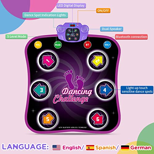 COTTEOX Dance Mat Toys with Wireless Bluetooth for 3-12 Year Old K...