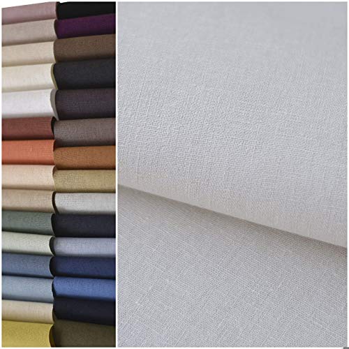 COTTONVILL 11count Linen Blend Solid Bio Washing Fabric 3yard, Wh...