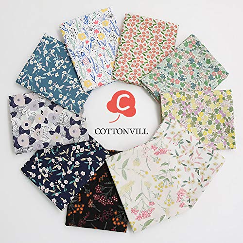COTTONVILL 20COUNT Cotton Print Quilting Fabric Quarter 10pcs, 01...